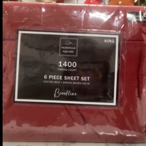 Fairfield Square Rich Red 6 Piece King Sheet Set - 1400 Thread count